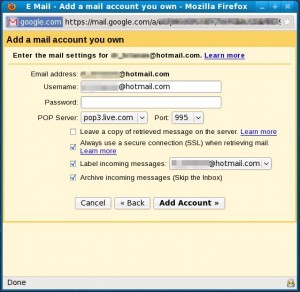 Gmail add another account from Hotmail