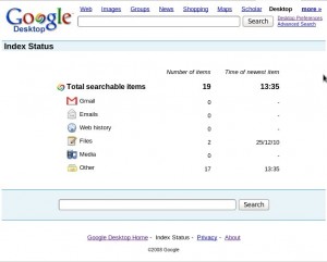 Google Desktop Index Status