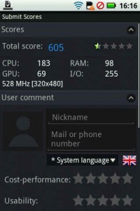 Motorola MB200: AnTuTu Benchmark 605