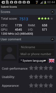 Samsung Galaxy S2: AnTuTu Benchmark 7513