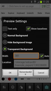 FreeNote has options to transparent background