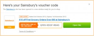 Sainsburys new customer voucher code